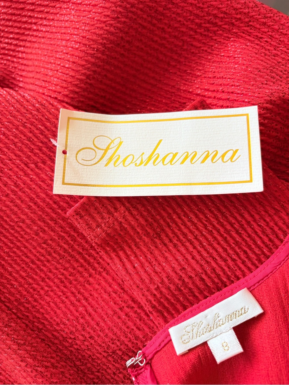 Shoshannana Red Mettalice knit Long Sleeves Bodycon Midi Dress 8 - Picture 5 of 9